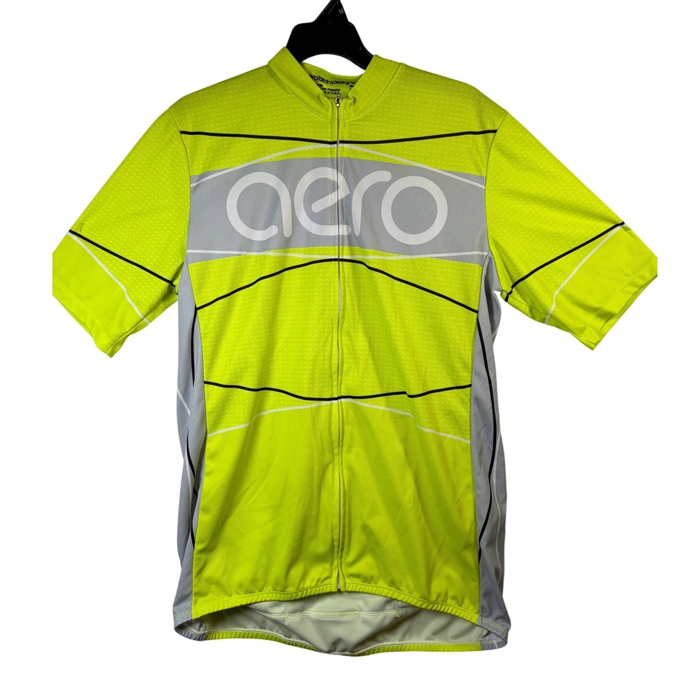 Aero Tech Designs Cycling Jersey Mens XL Neon Yellow Excellent Short Sleeve Zip